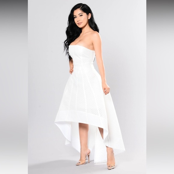 Fashion Nova White High Low Strapless Tube Dress size Large - Picture 5 of 8